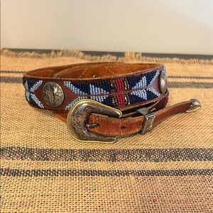 [Zest of The West] Antique Rare Sterling Silver Beaded Coin Embellished Belt